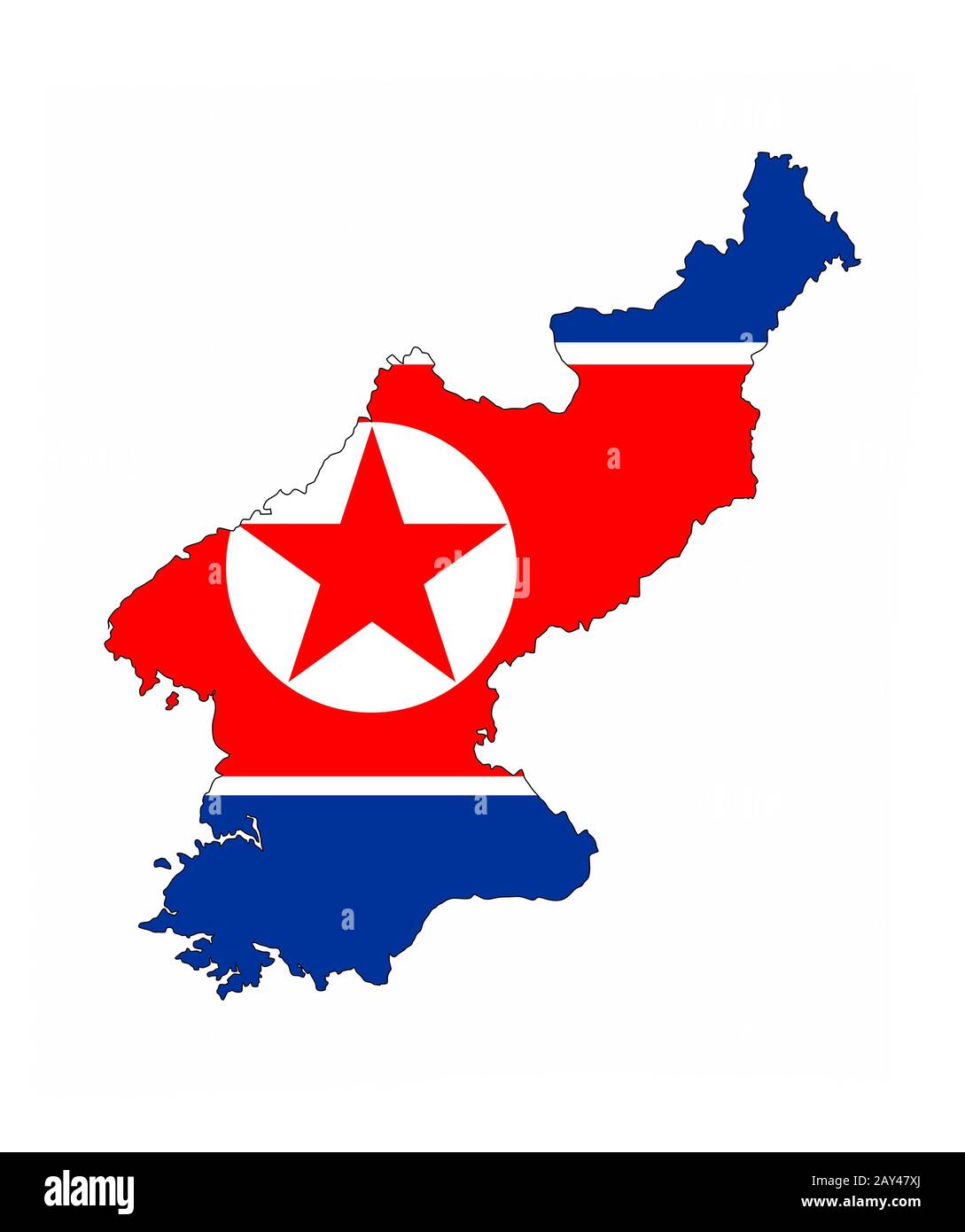 north korea flag map Stock Photo