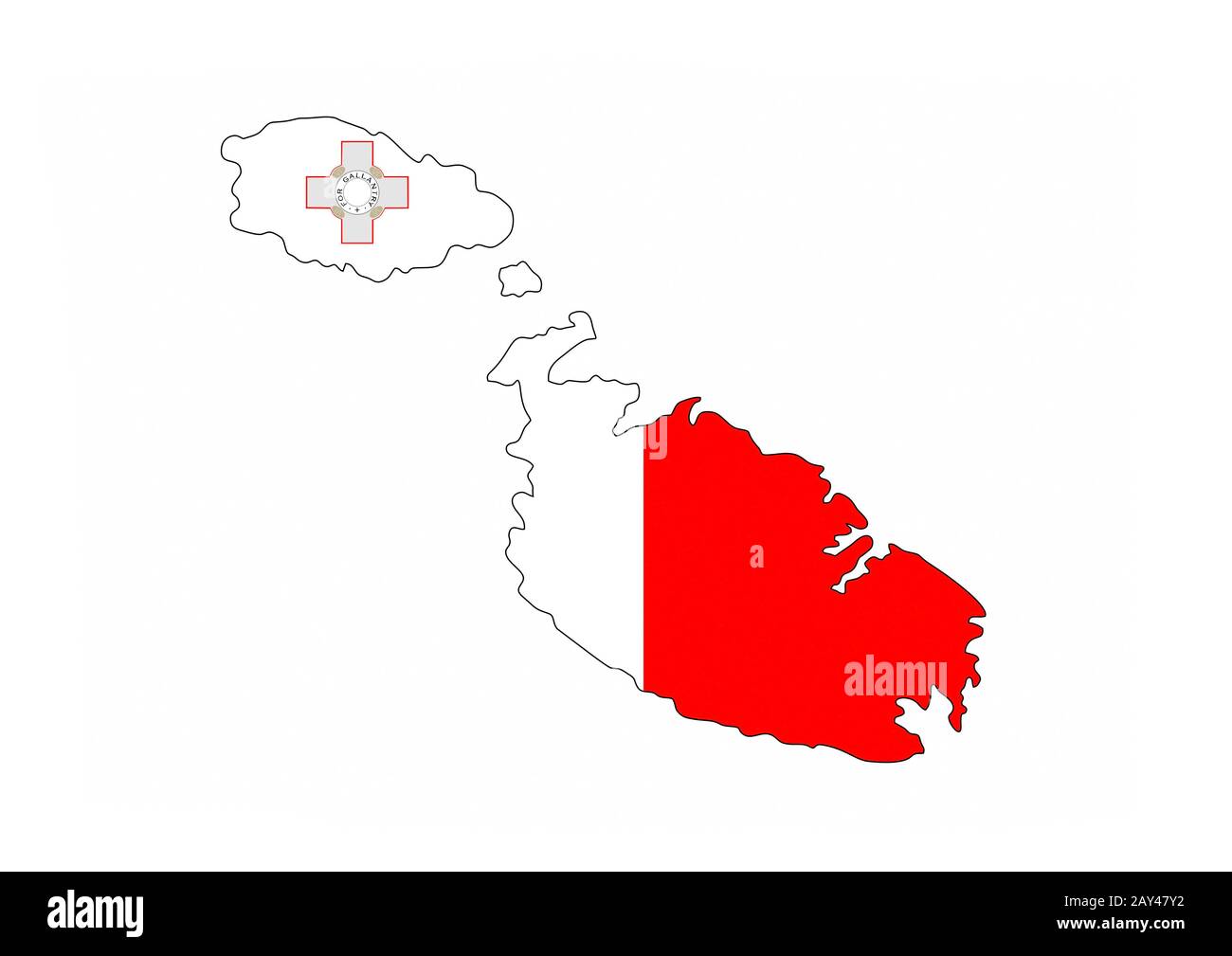 malta flag map Stock Photo
