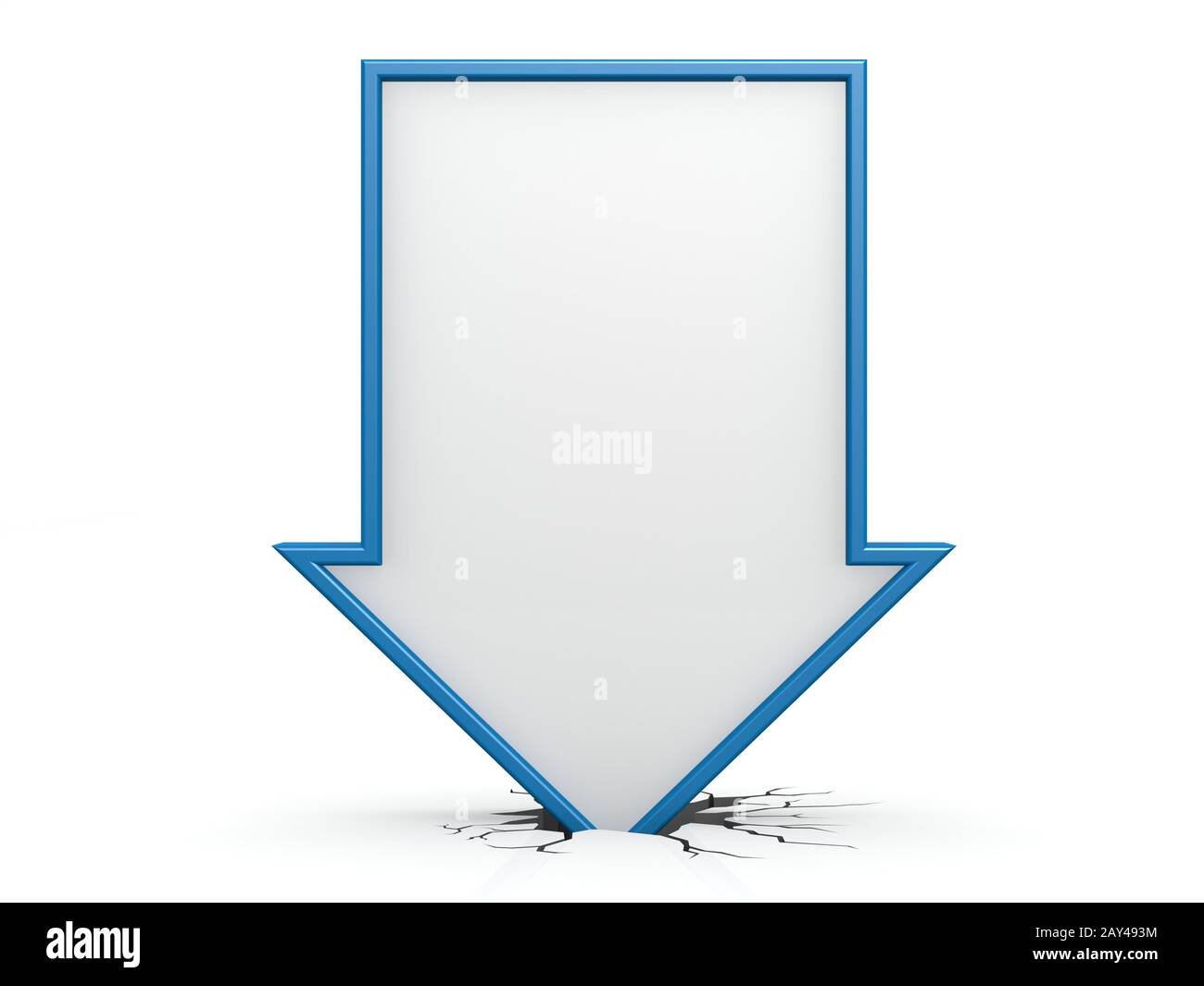 Blue straight arrow down Stock Photo - Alamy