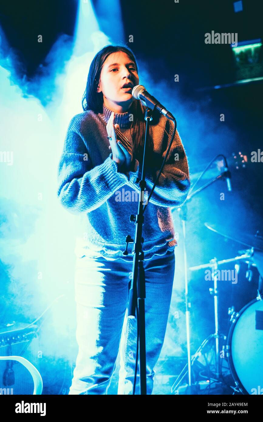 Bern, Switzerland. 08th, February 2020. The Swiss pop band Ellas performs a  live concert at at ISC Club in Bern. Here singer Jorina Stamm is seen live  on stage. (Photo credit: Gonzales