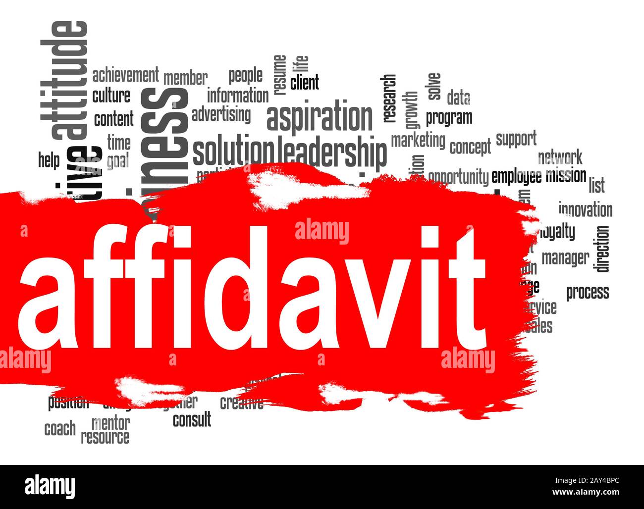 Affidavit word cloud with red banner Stock Photo