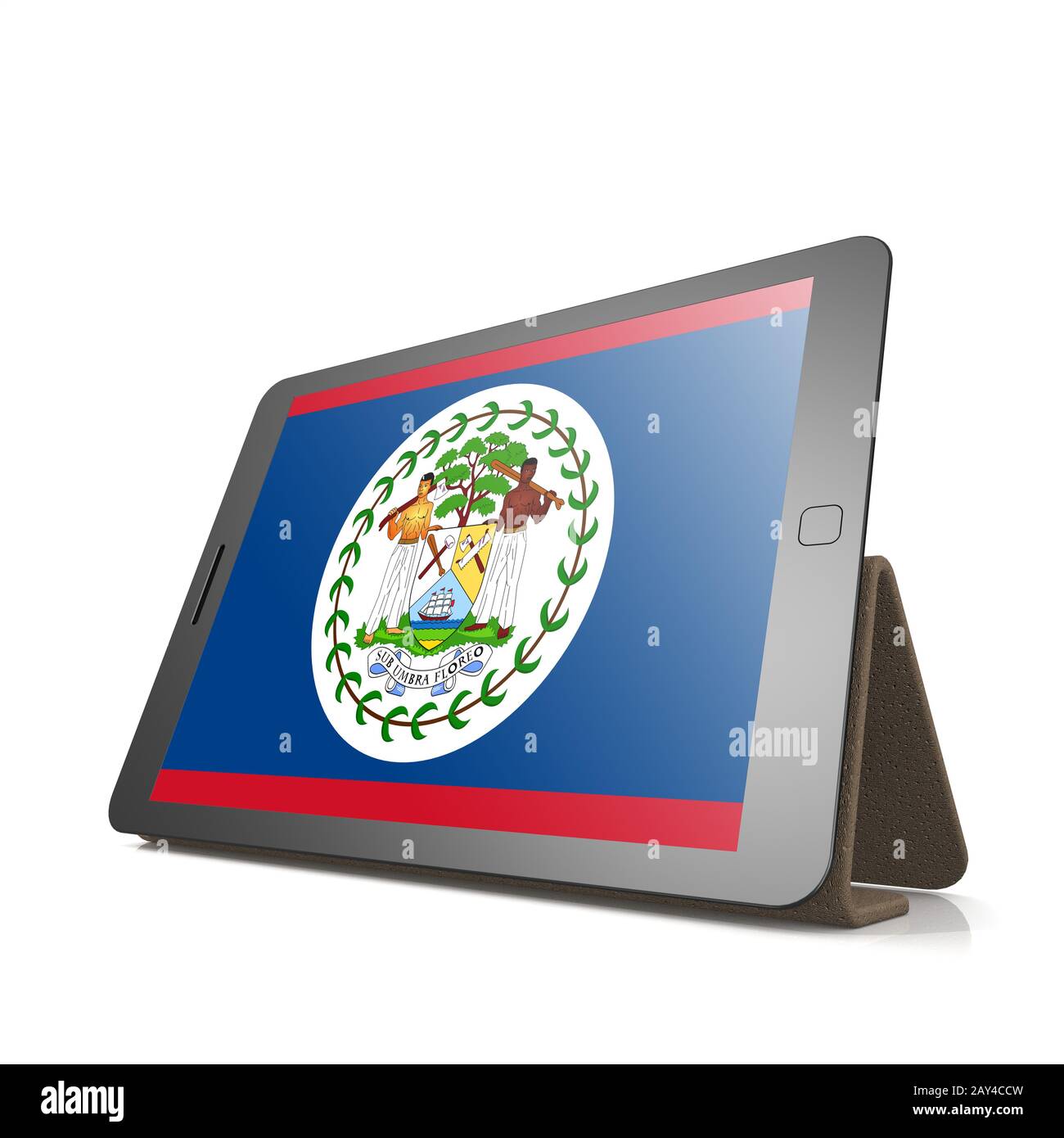 Tablet with Belize flag Stock Photo