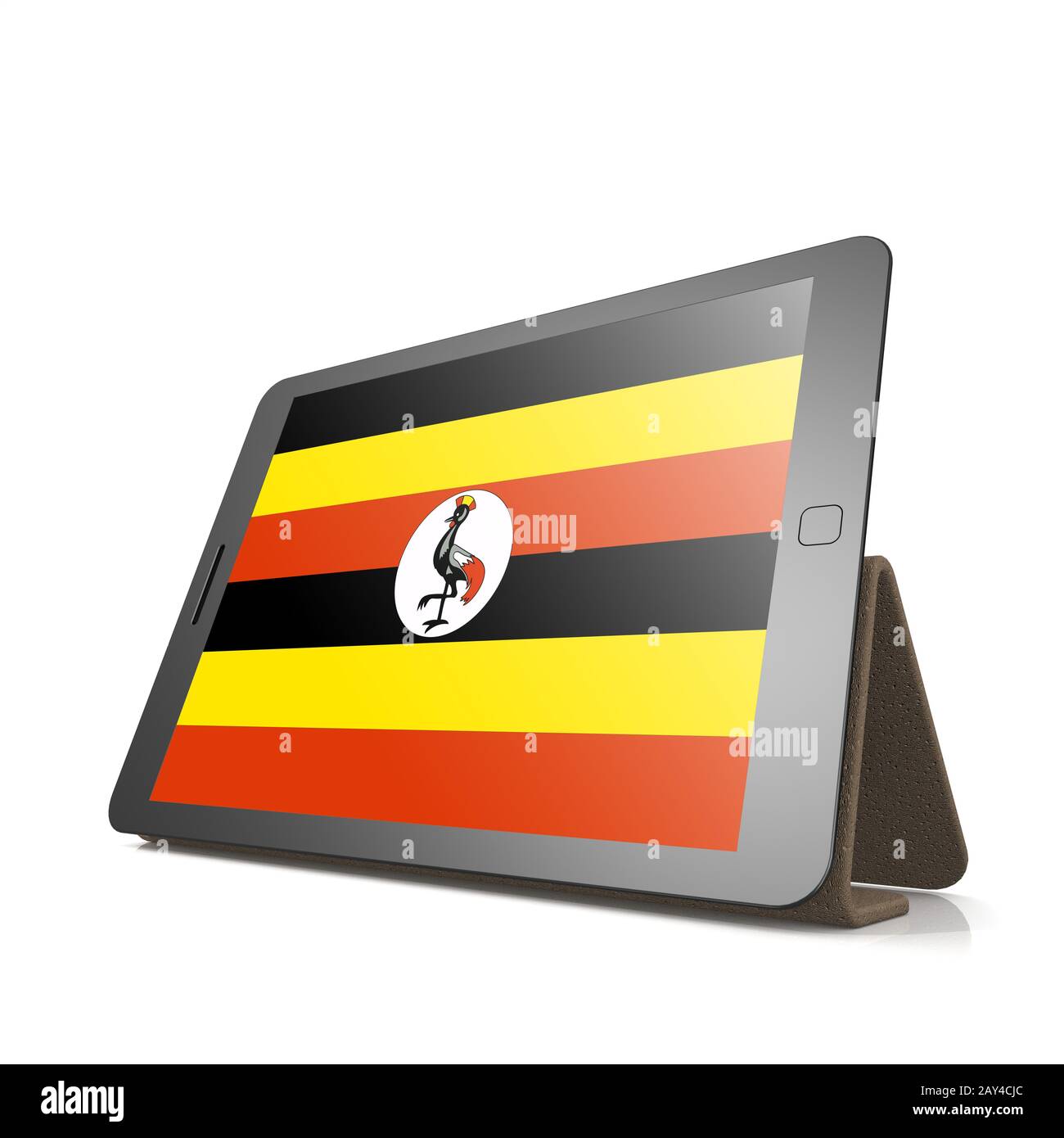 Tablet with Uganda flag Stock Photo Alamy