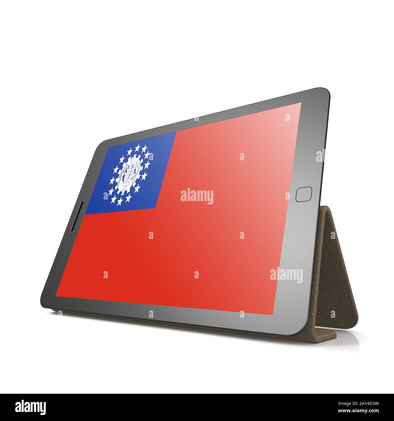 Tablet with Myanmar flag Stock Photo Alamy