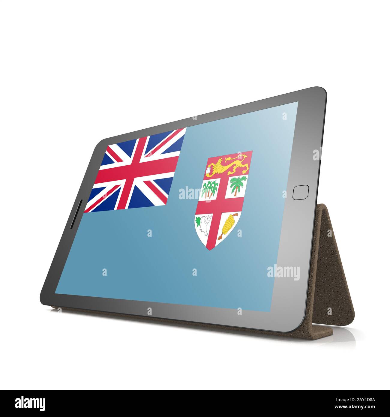 Tablet with Fiji flag Stock Photo