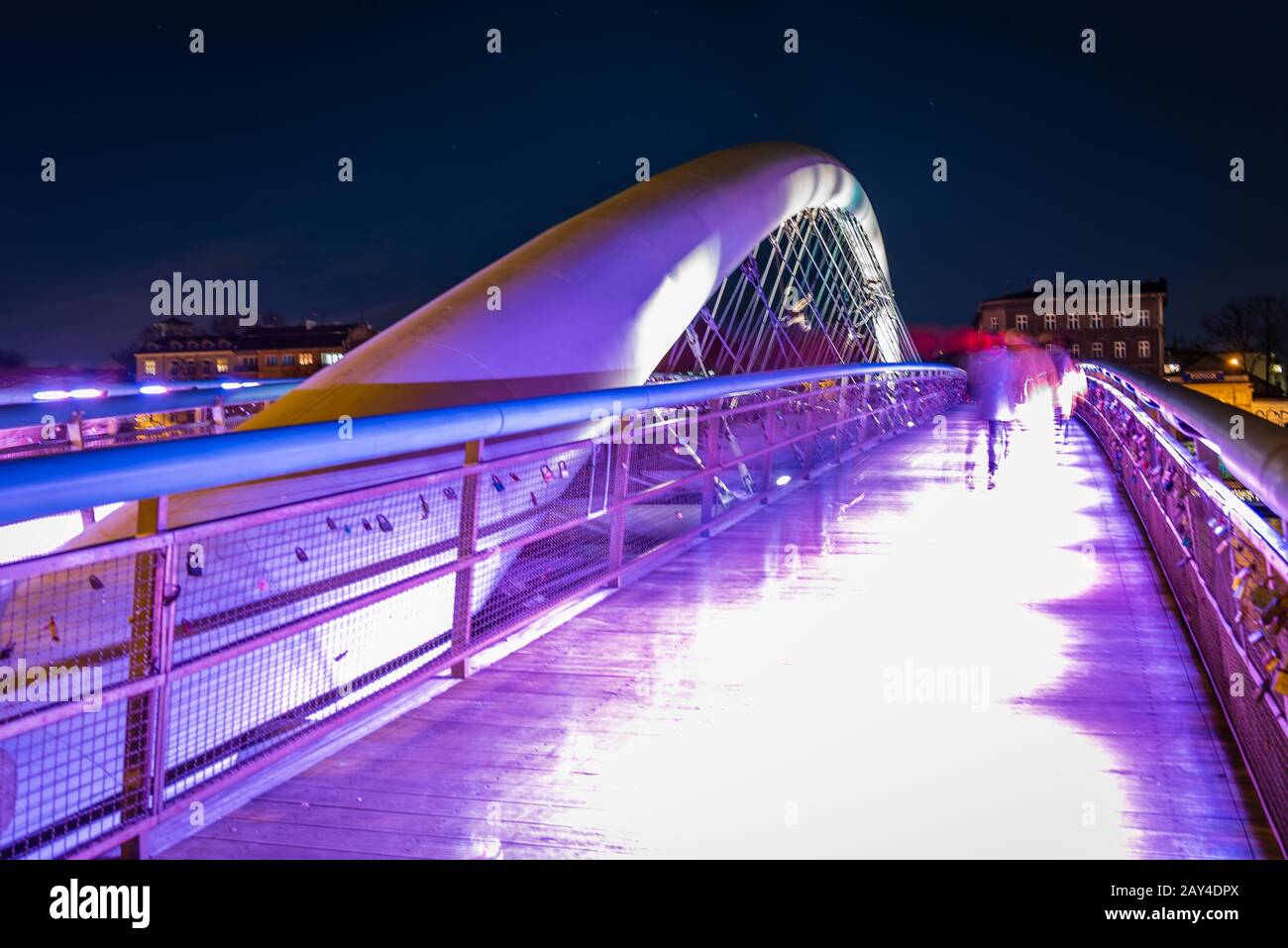 Father Bernatek's Bridge in Krakow, Poland Stock Photo