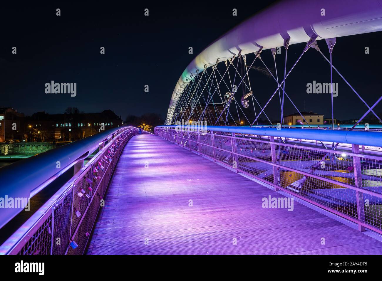 Father Bernatek's Bridge in Krakow, Poland Stock Photo