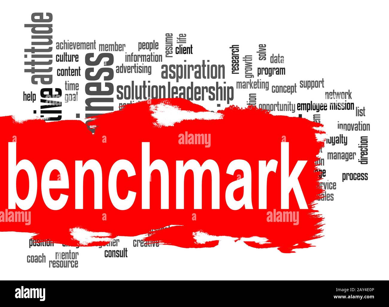 Benchmark word cloud with red banner Stock Photo