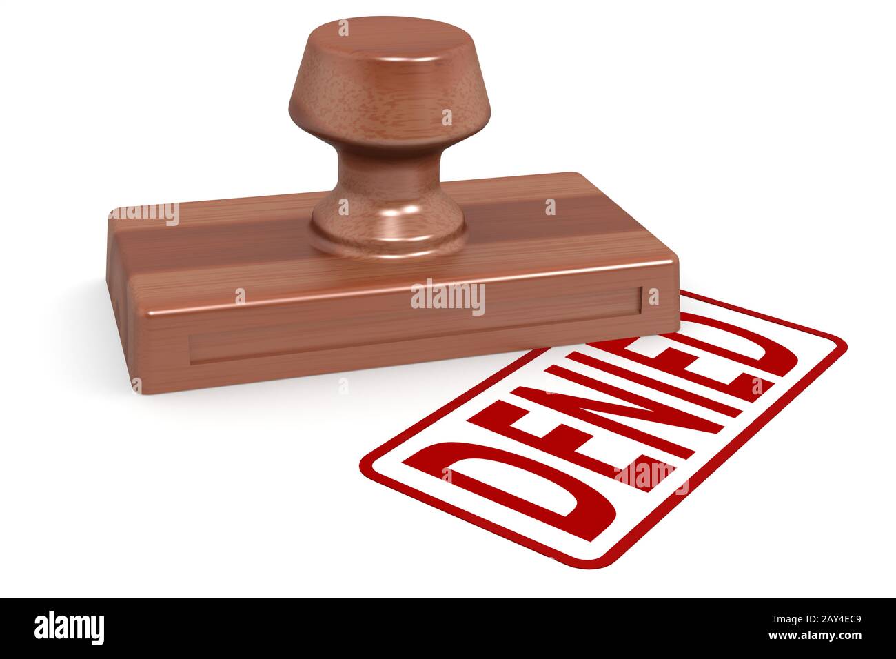 Wooden stamp denied with red text Stock Photo