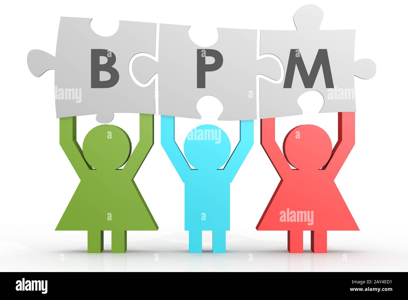 BPM - Business Process Management puzzle in a line Stock Photo