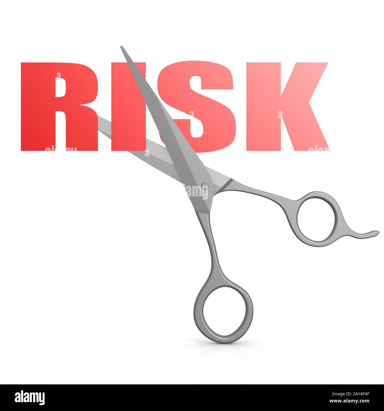 Cut red risk word with scissor Stock Photo Alamy