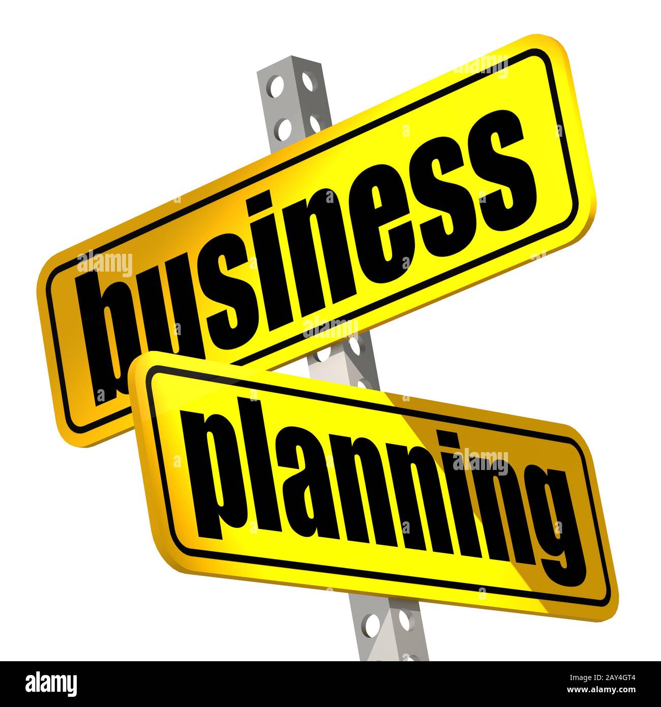 Yellow road sign with business planning word Stock Photo