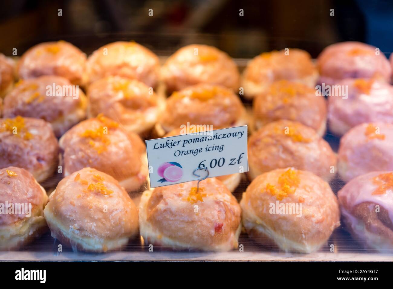 Donuts for sale in Krakow, Poland Stock Photo