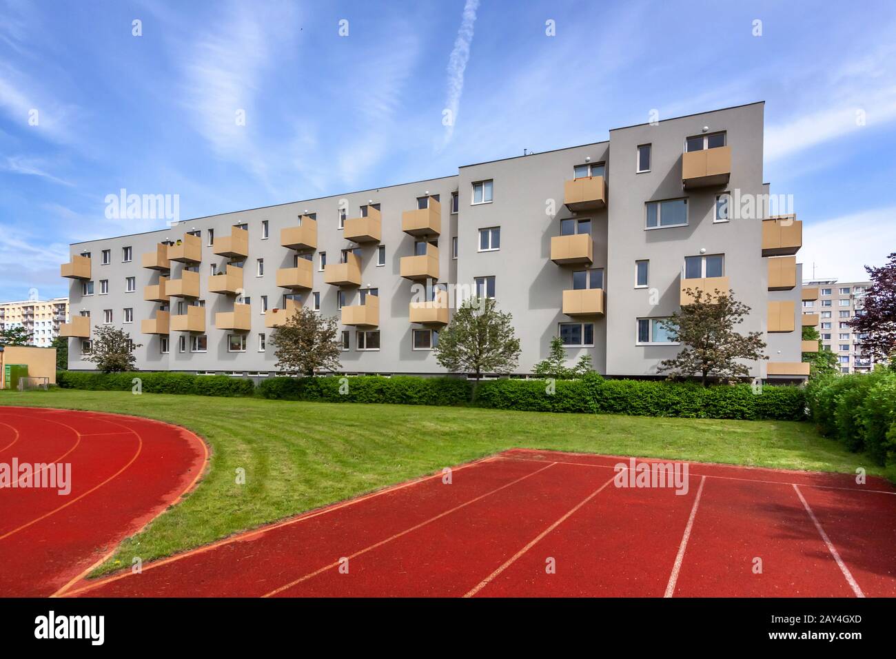 Beautiful view of Apartment Building With Jogging Track