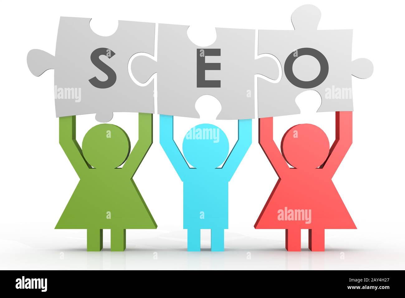 SEO - Search Engine Optimization puzzle in a line Stock Photo