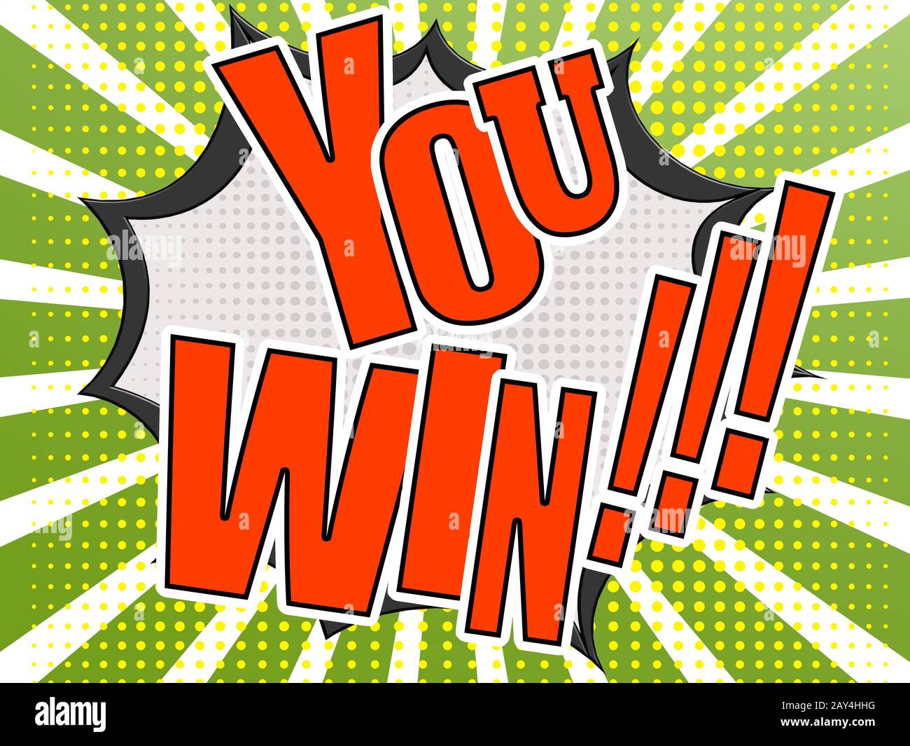 Comic Speech Red Bubble You Win Stock Photo - Alamy