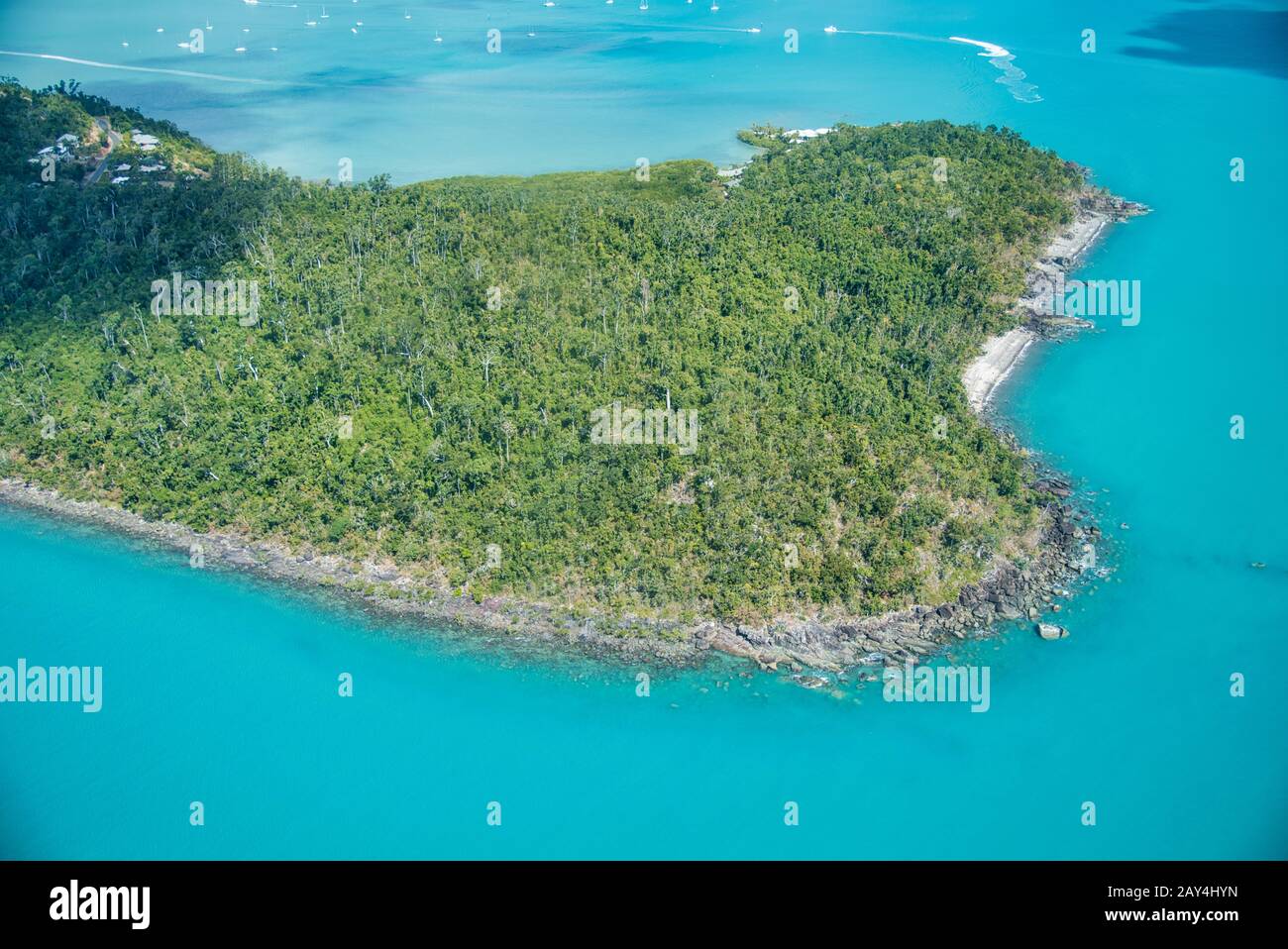 Aerial view of Airlie Beach Cannonvale coastline, Australia Stock Photo