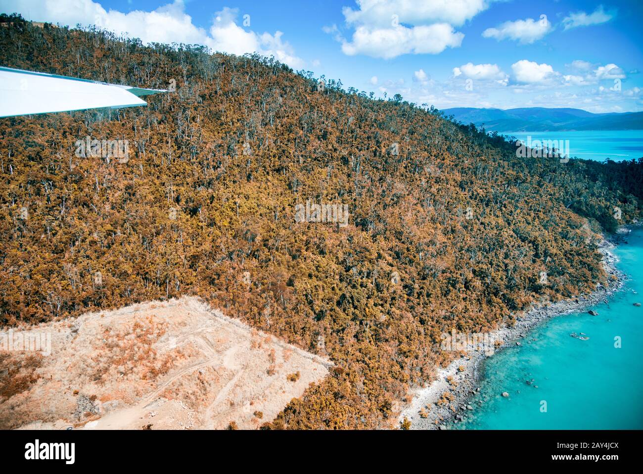 Aerial view of Airlie Beach Cannonvale coastline, Australia Stock Photo