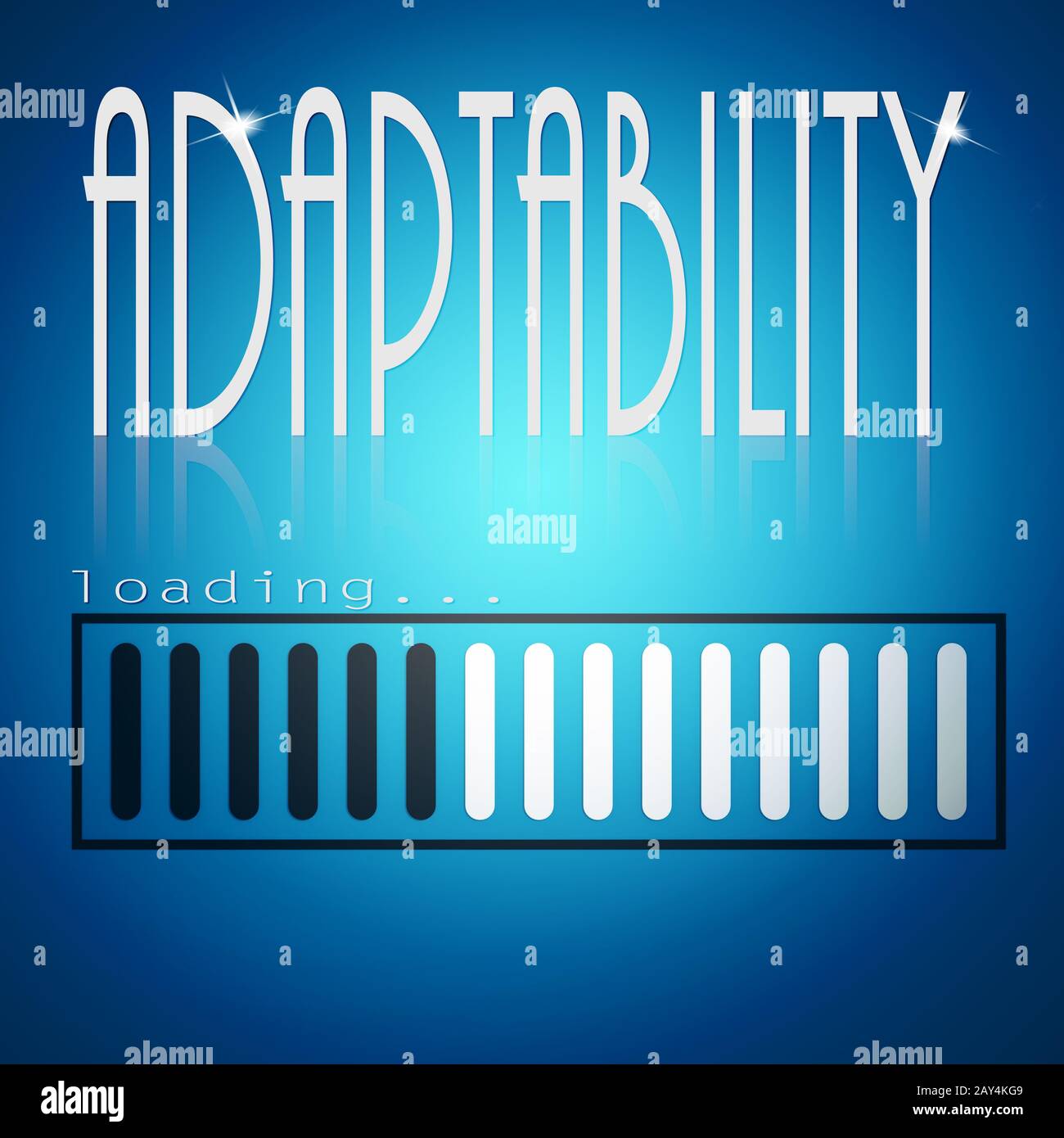 Blue loading bar with adaptability word Stock Photo