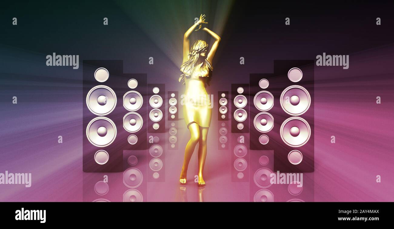 Sound System with Female Dancing Stock Photo Alamy