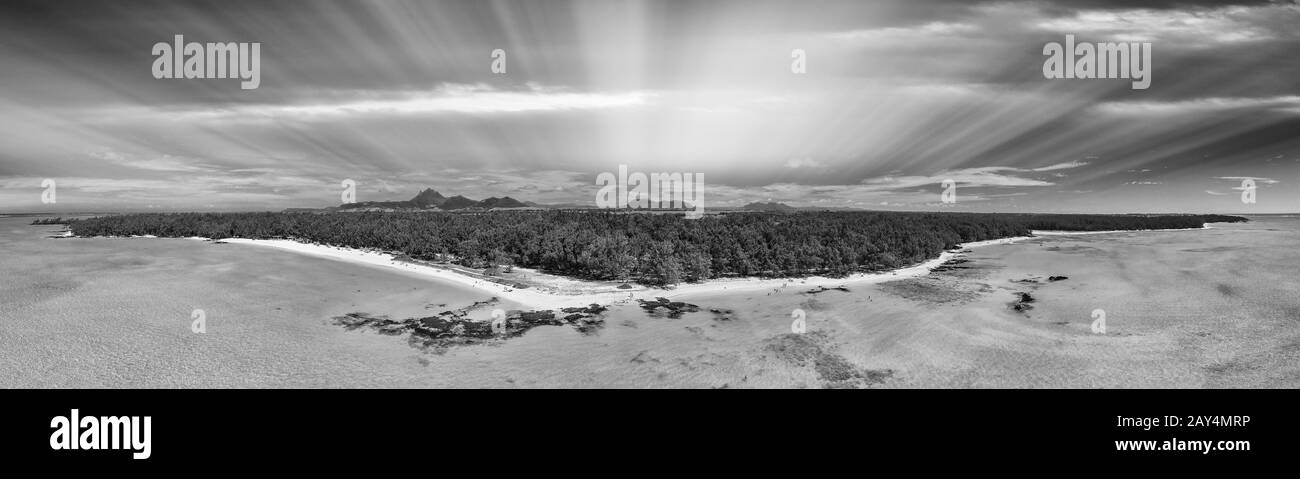 Ile Aux Cerfs, Mauritius. Aerial view of beautiful coastline. Stock Photo