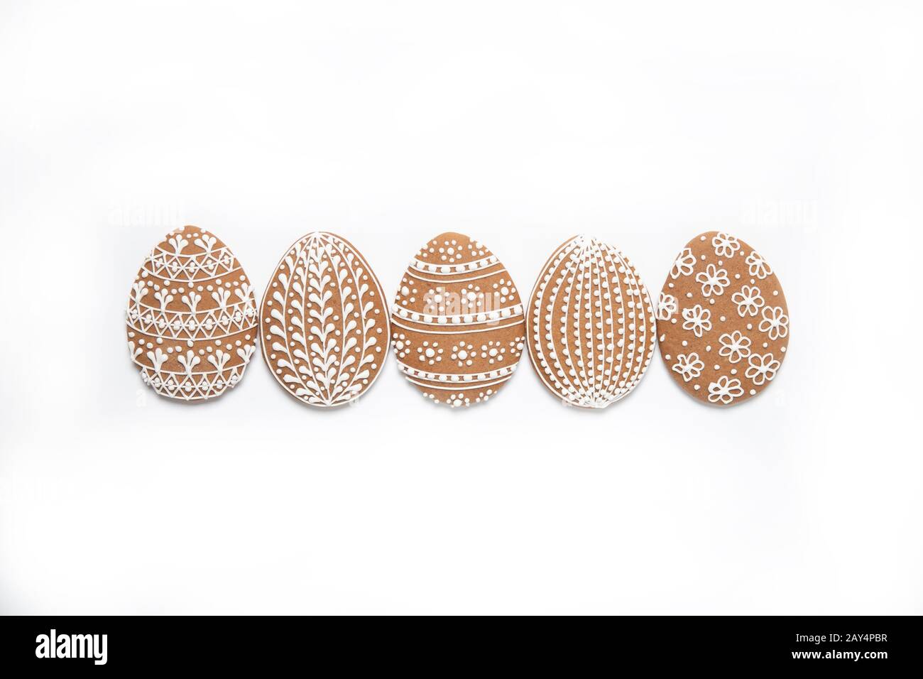 Easter cookies on a white background, Easter eggs, Easter cookies, Place for text, Stock Photo