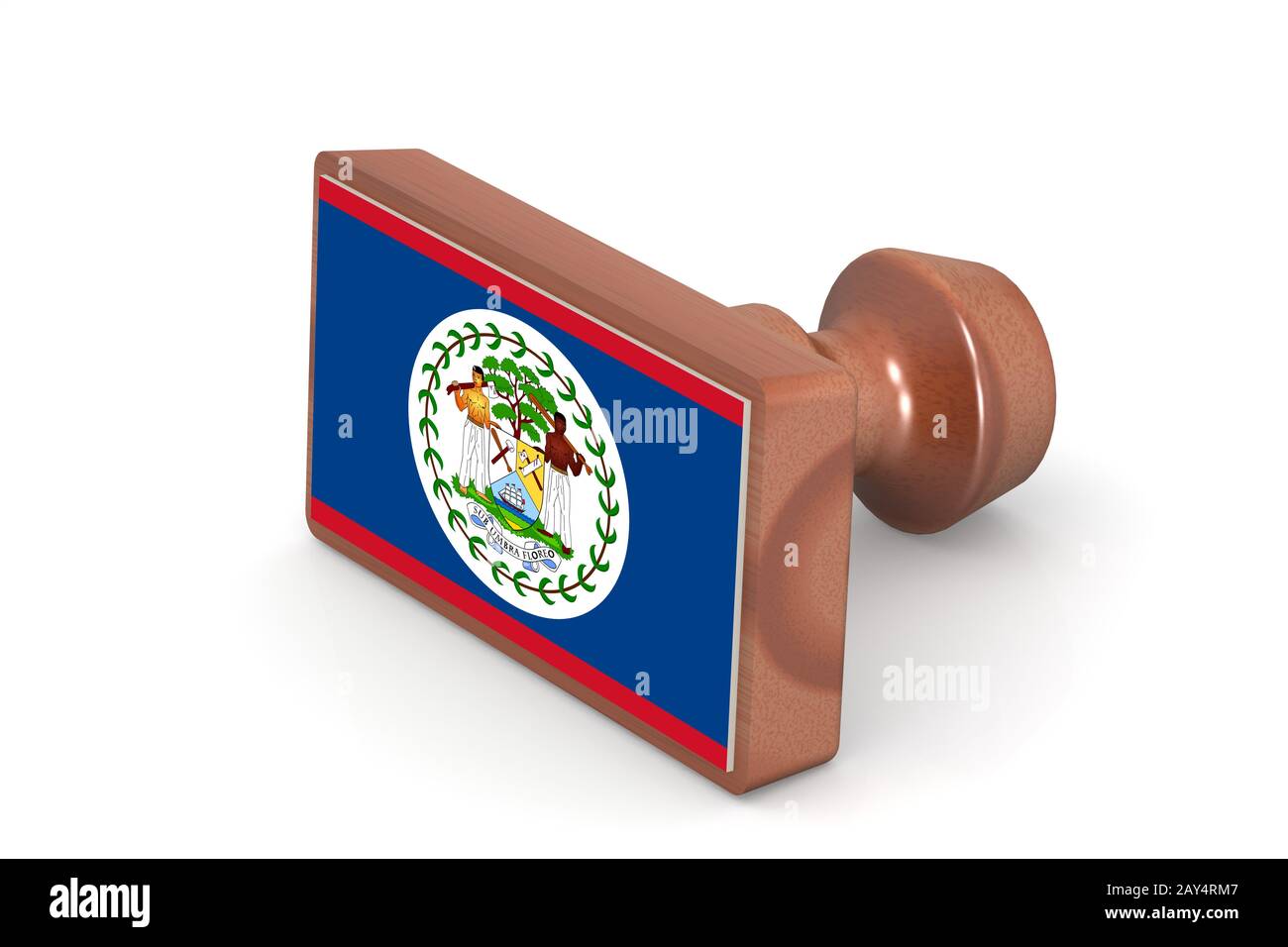 Wooden stamp with Belize flag Stock Photo