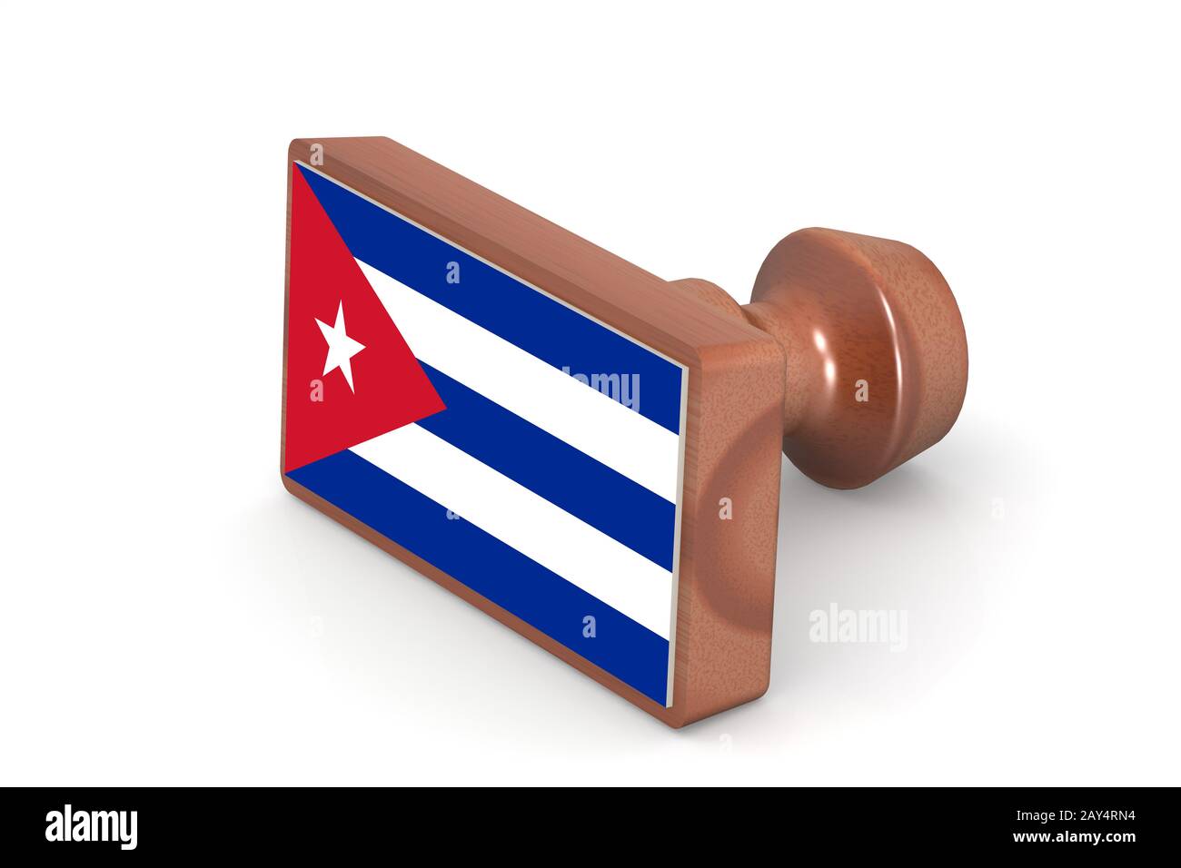 Wooden stamp with Cuba flag Stock Photo