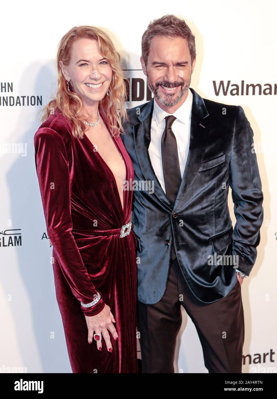 Eric McCormack (right) and Janet Holden attending the Elton John AIDS Foundation Viewing Party held at West Hollywood Park, Los Angeles, California, USA. PA Photo. Picture date: Sunday February 9, 2020. See PA story SHOWBIZ Oscars Parties. Photo credit should read: PA Wire Stock Photo