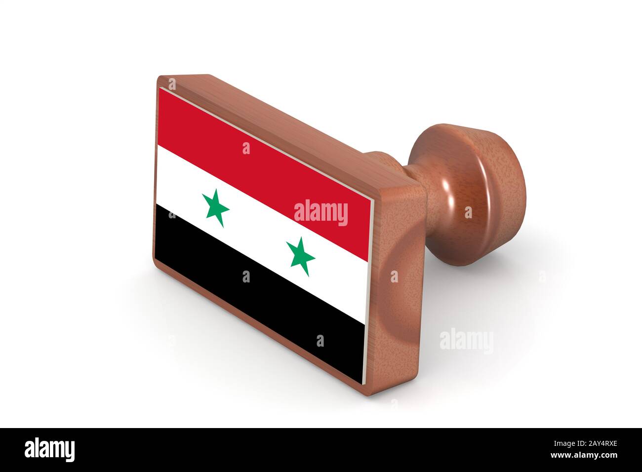 Wooden stamp with Syria flag Stock Photo