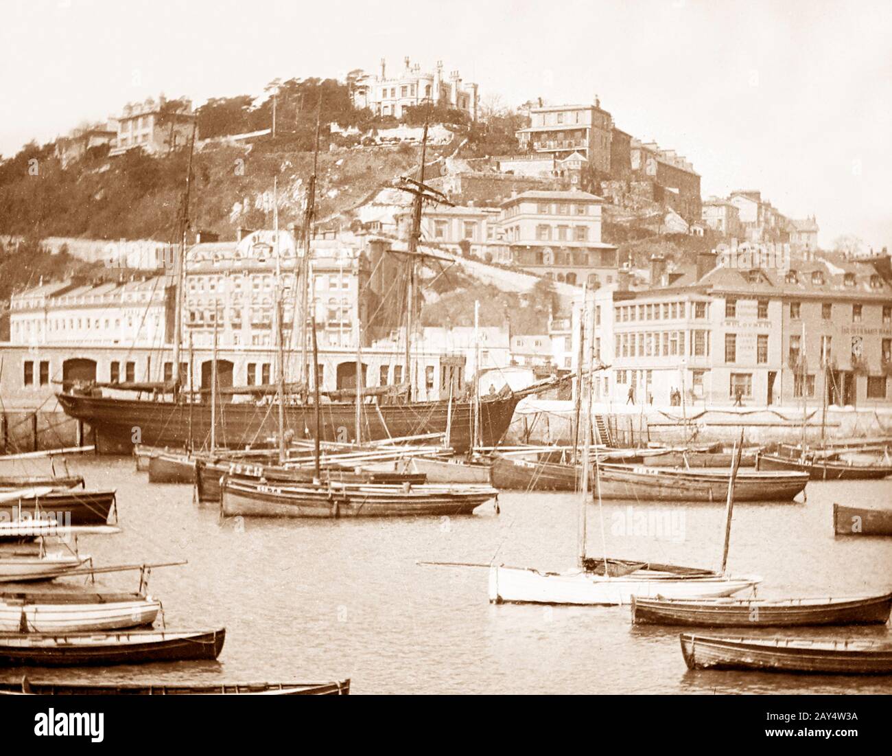 Torquay Harbour, Victorian period Stock Photo