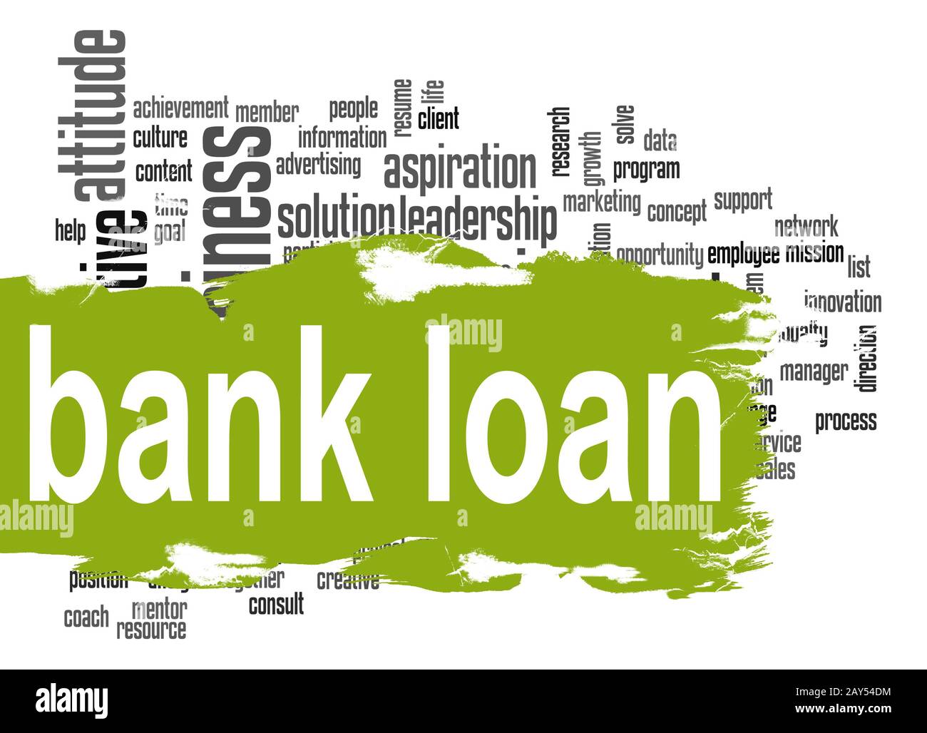 Bank loan word cloud with green banner Stock Photo Alamy
