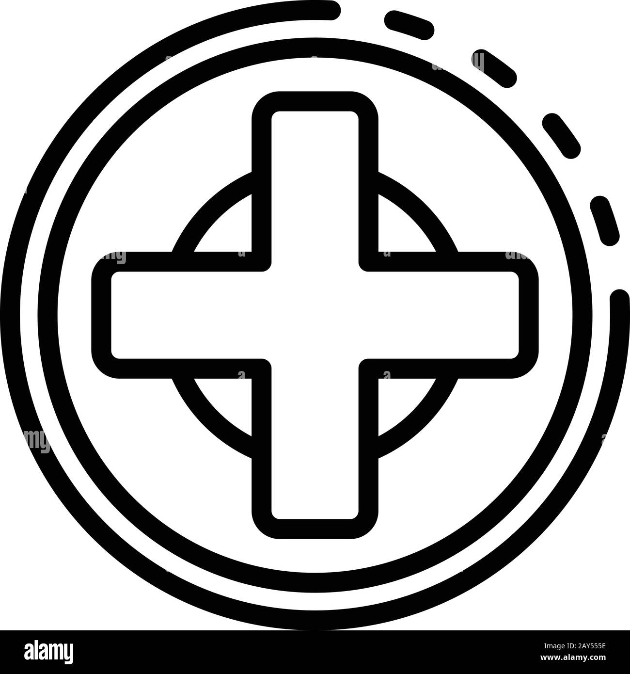 Medical cross icon, outline style Stock Vector