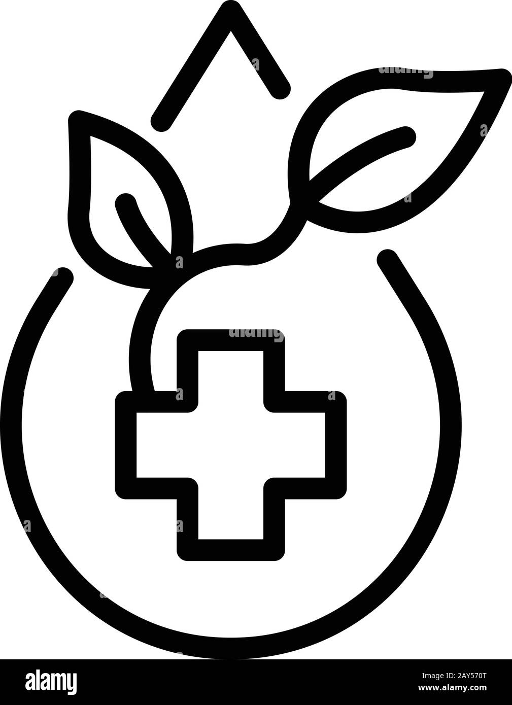 Herb medical drop icon, outline style Stock Vector