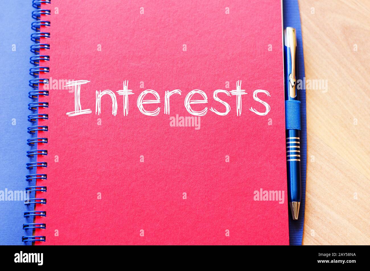 Interests write on notebook Stock Photo