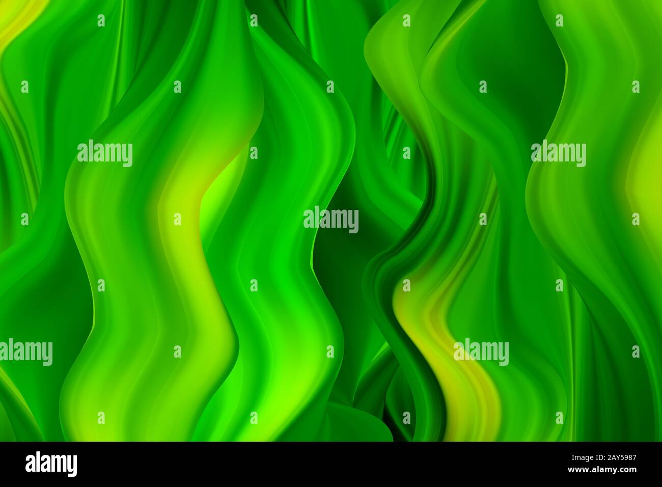 Green wavy paint streams. Vector abstract background. Acrylic paint Stock Vector