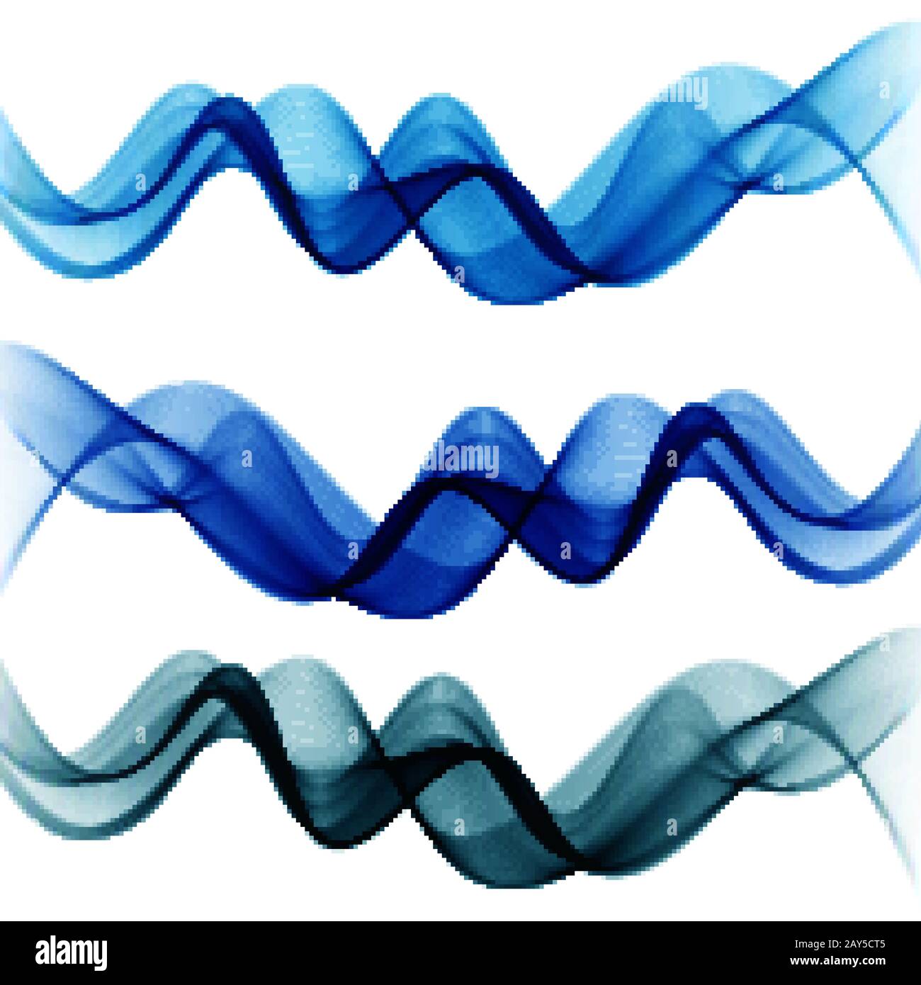 Set of abstract blue waves. Vector illustration EPS 10 Stock Vector