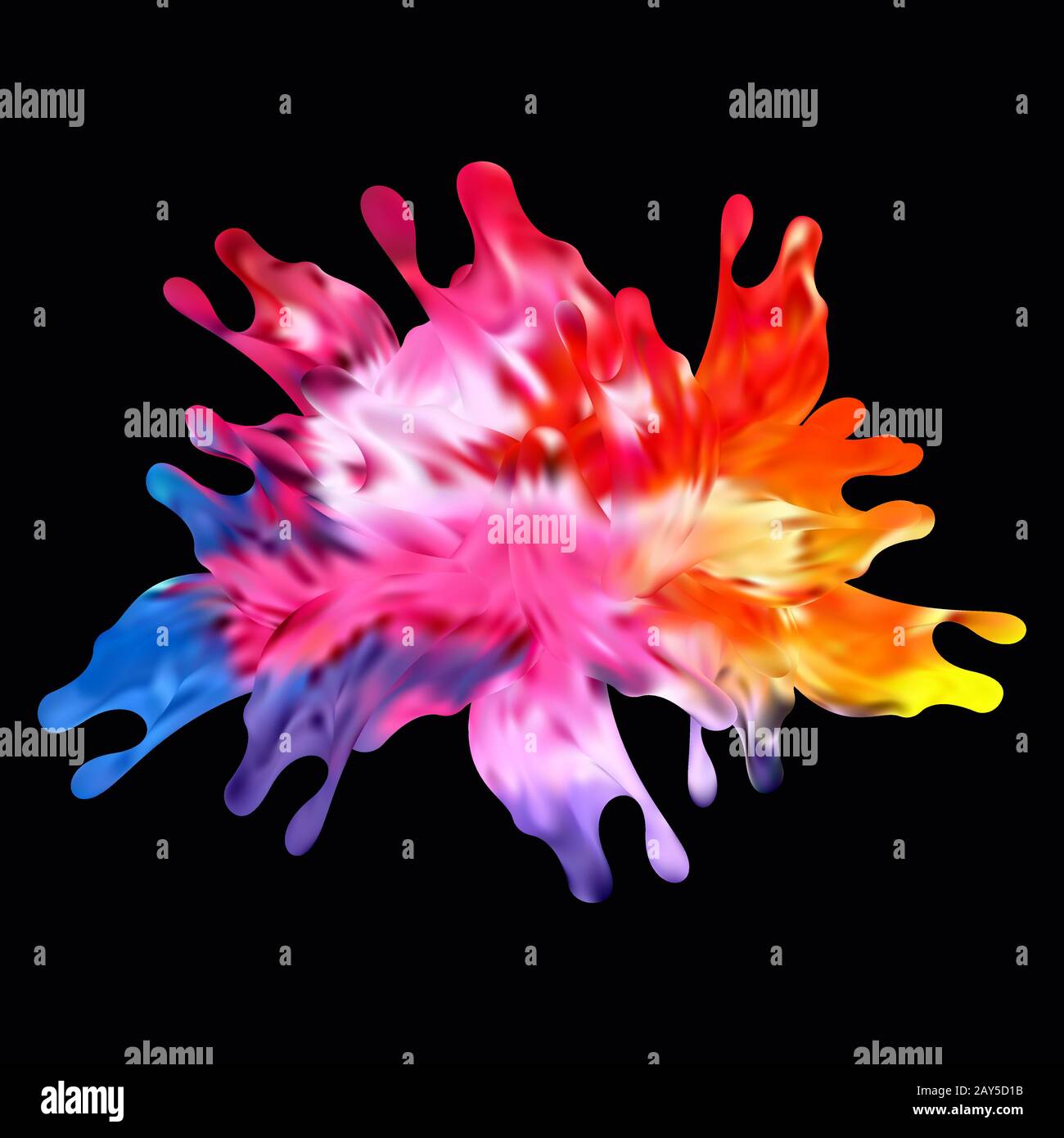 Colored paint splashes on black background ,vector illustrations eps10 Stock Vector