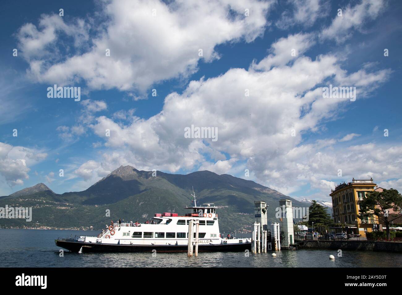 The ferry from Bellagio to the dock at Varenna pier, Como Lake