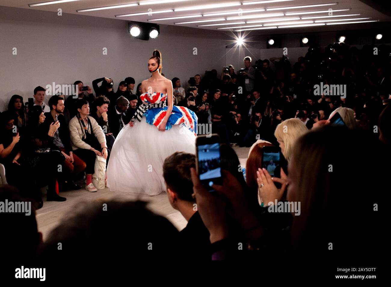 Onoff on off presents off the shoulder union jack dress hi-res stock ...