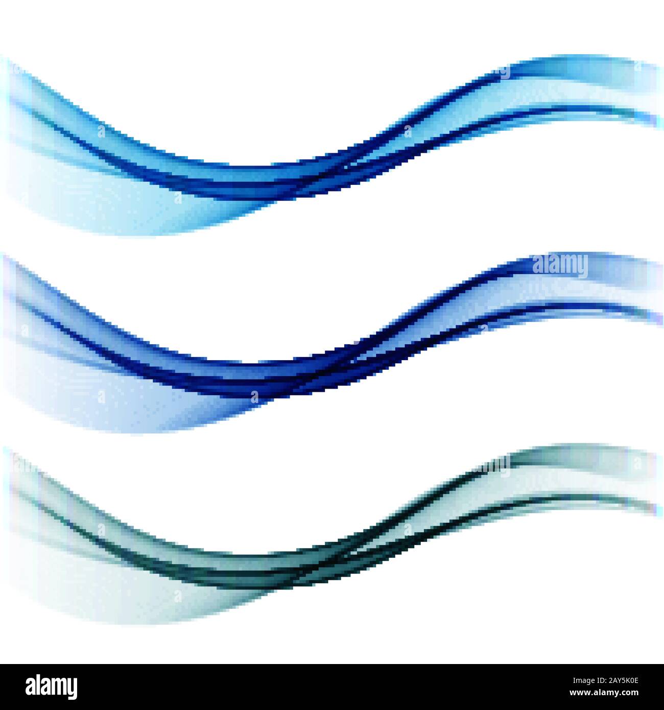 Set abstract color smoke wave. Transparent smooth Vector lines. Stock Vector