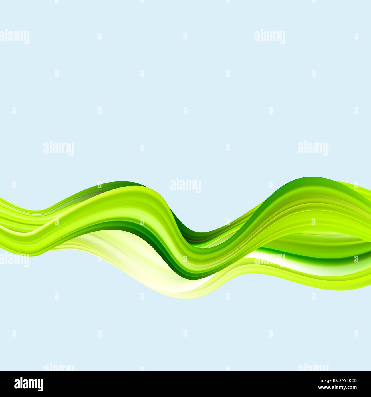 Green abstract wavy background. Acrylic paint flow wave Stock Vector
