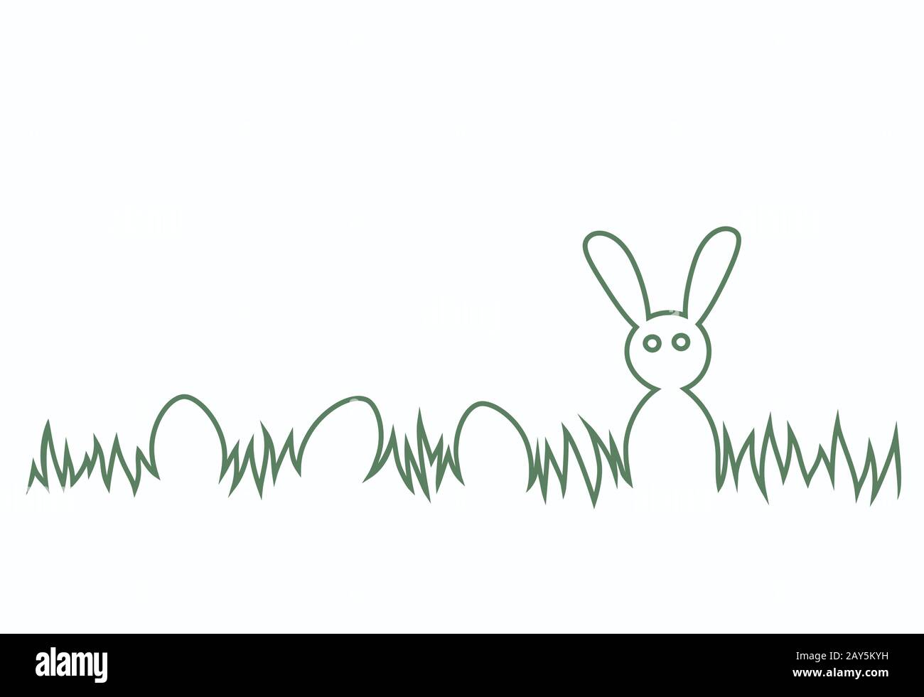 Happy Easter Bunny and eggs in the grass. Easter Egg Hunt theme. Stock Vector