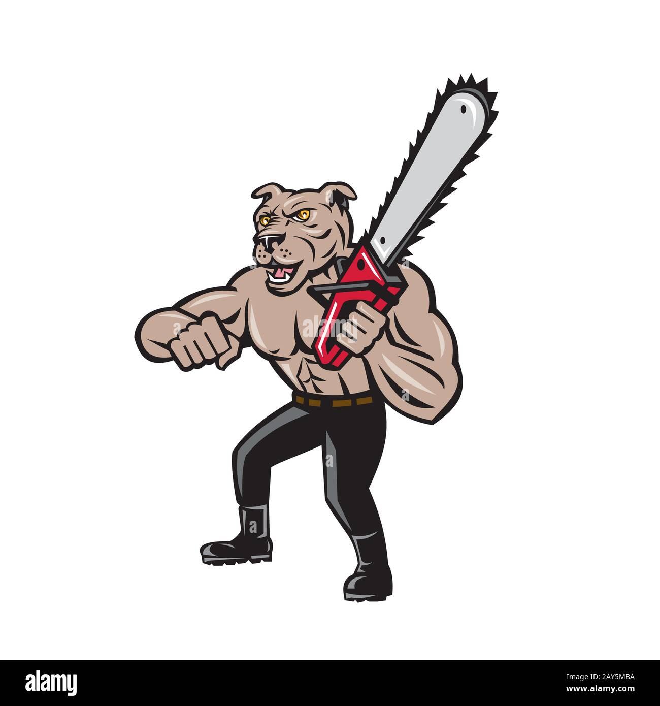 Dog Lumberjack Tree Surgeon Arborist Chainsaw Cartoon Stock Photo Alamy