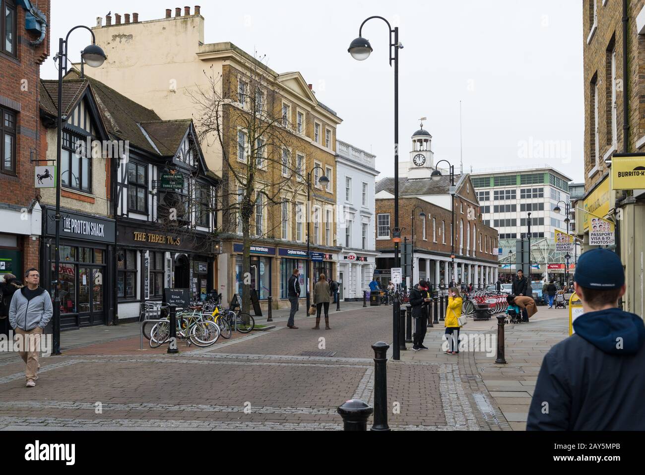View of the High Street, Uxbridge, looking towards The Market House and