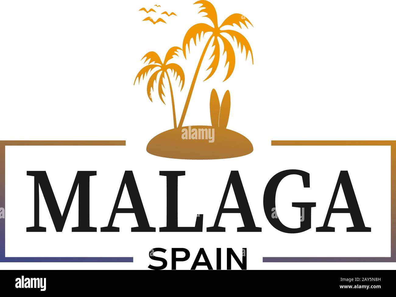 Malaga Spain, for print or web, authentic looking souvenir. Stock Vector