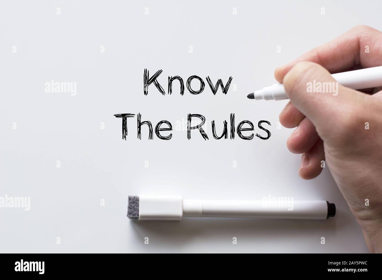 Know the rules written on whiteboard Stock Photo