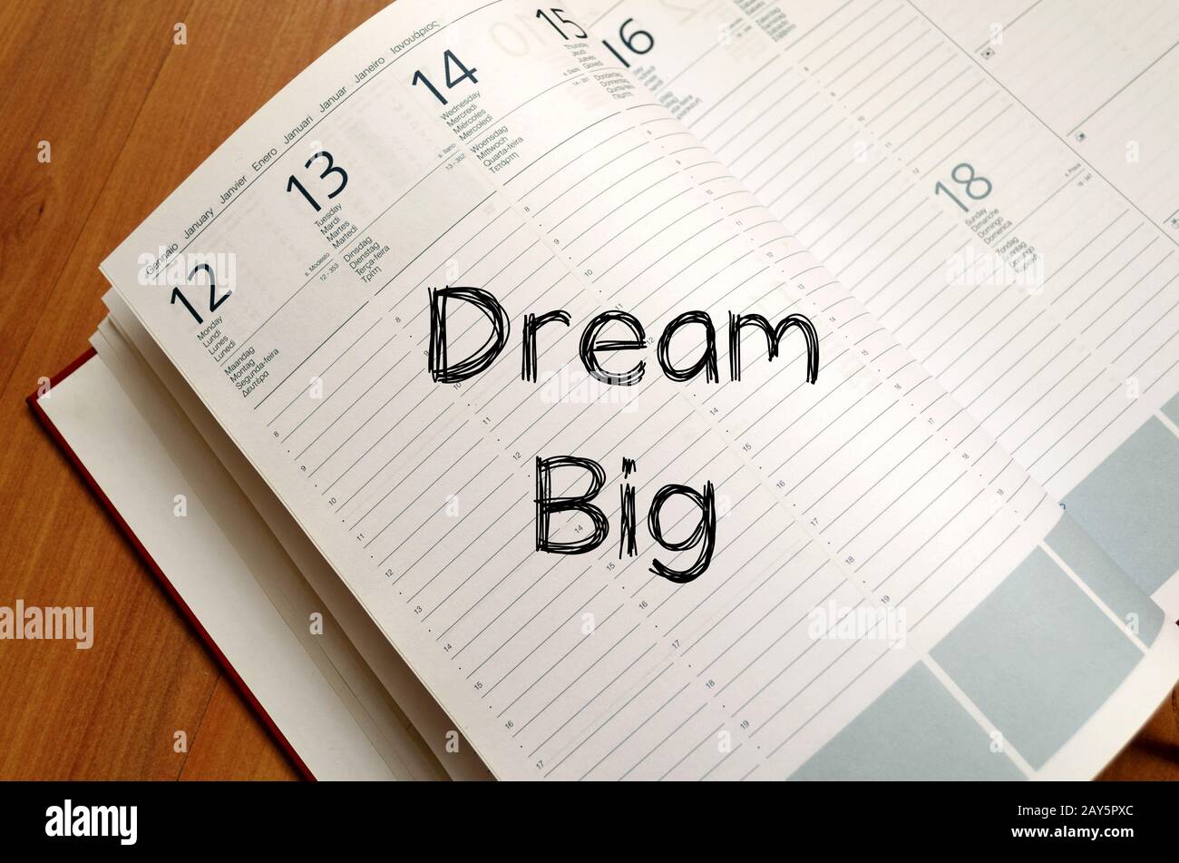 Dream big write on notebook Stock Photo - Alamy