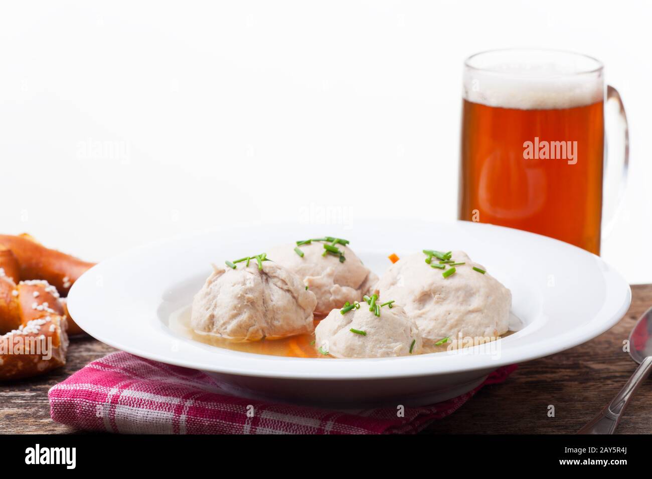 Bavarian fried dumpling soup Stock Photo