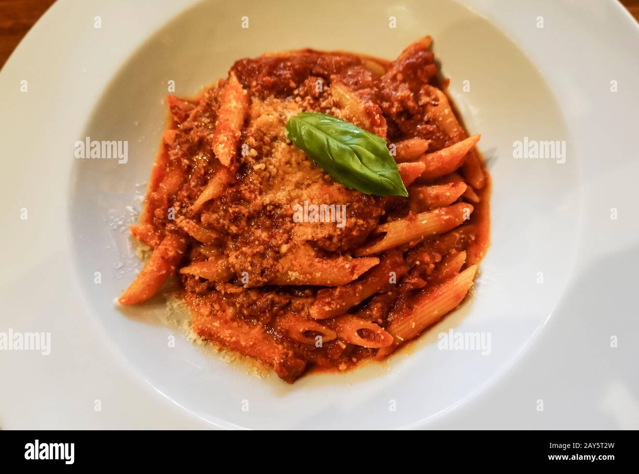 A Bowl Of Penne Al Ragu Pasta Stock Photo Alamy